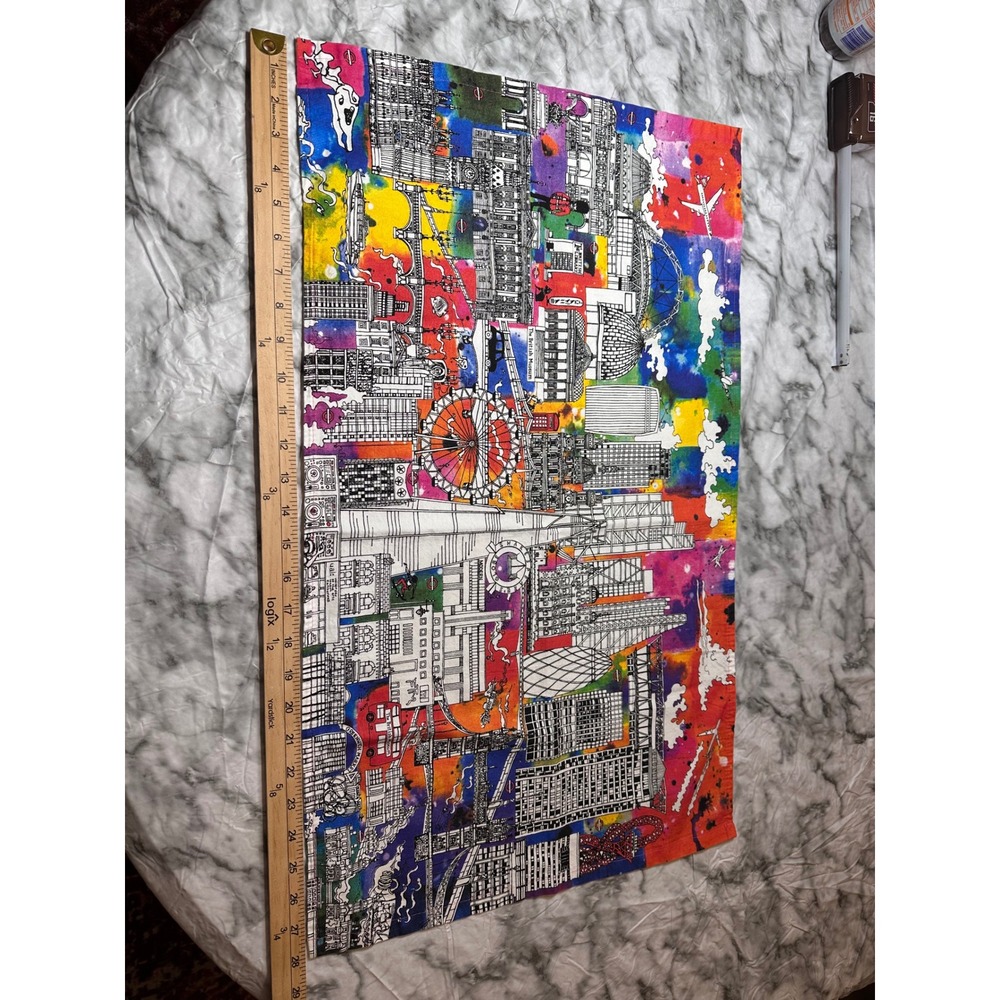 The British Museum London Skyline Tea Towel Multicolor Cotton UK Made 28x18.5